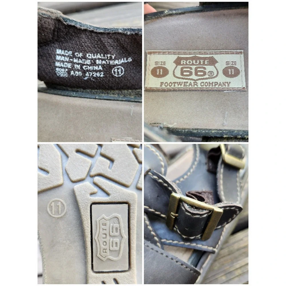 Vintage 90s Route 66 Fisherman Jesus Sandal Brown Chunky Jammers Buckle Strap 11